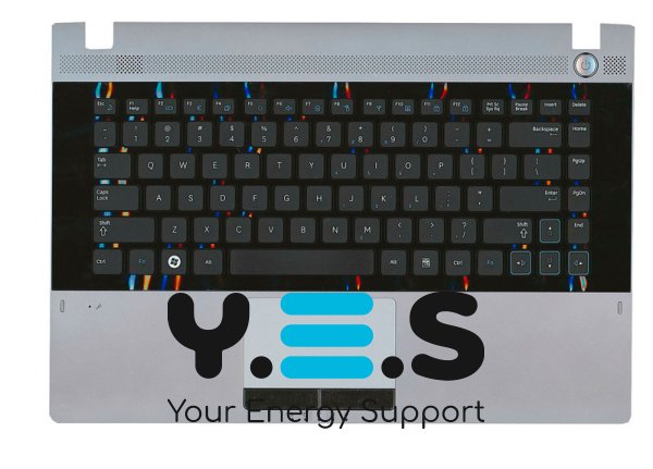 Клавіатура для ноутбука Samsung RC410, чорна, TopCase Black‑Gray, розкладка RU