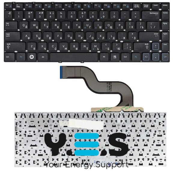 Клавіатура для ноутбука Samsung RC410, чорна, без рамки, розкладка RU/EN