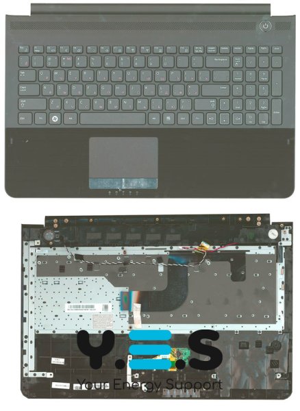 Клавіатура для ноутбука Samsung RC510 — чорна, з верхньою панеллю TopCase (Black), розкладка RU