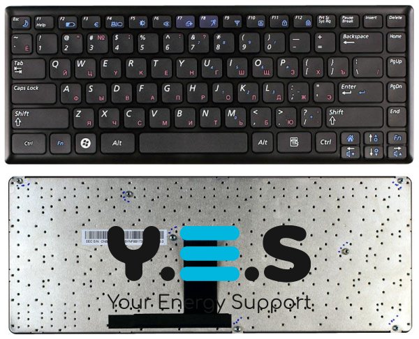 Клавіатура для ноутбука Samsung X460 — чорна, з чорною рамкою, розкладка RU