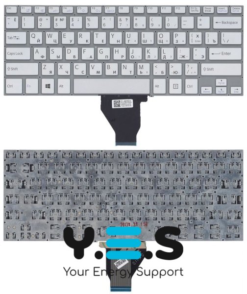 Клавіатура для ноутбука Sony Vaio FIT 14E — срібляста, без рамки, розкладка RU
