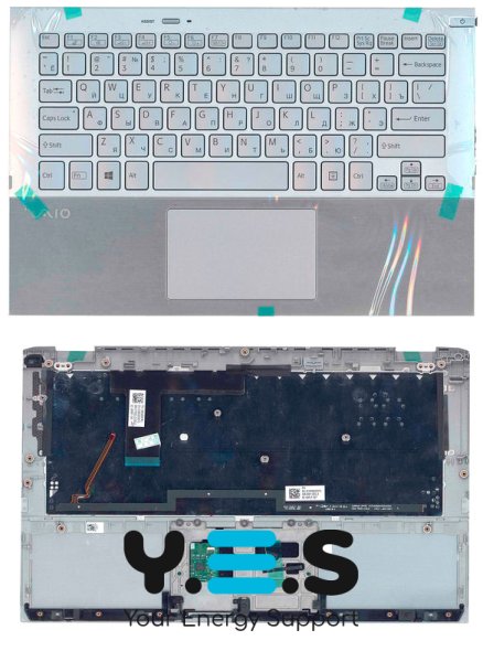 Клавіатура для ноутбука Sony Vaio SVP11, срібляста, з TopCase (Silver TopCase), RU (Original)