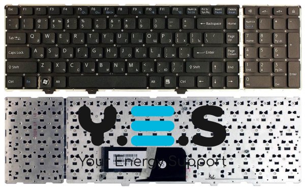 Клавіатура для ноутбука Sony Vaio VGN-AW, чорна, без рамки, розкладка RU