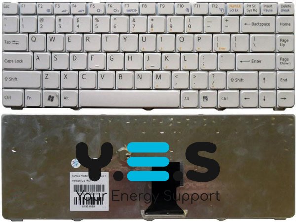 Клавіатура для ноутбука Sony Vaio VGN-NR21Z / VGN-NR21S / VGN-NR21J, біла, RU-розкладка