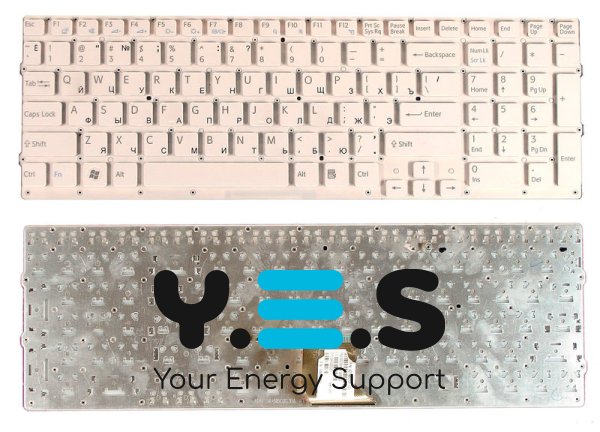 Клавіатура для ноутбука Sony Vaio VPC-CB, VPCCB, VPCCB3S1R, VPCCB2S1R — біла, без рамки, розкладка RU