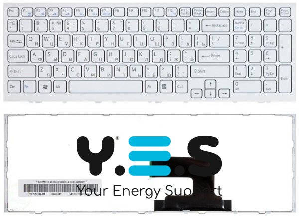 Біла клавіатура для ноутбука Sony Vaio VPC-EH, VPCEH (біла рамка), RU