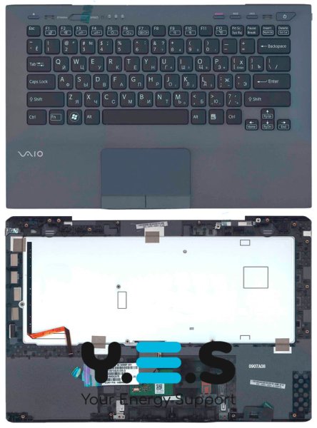 Клавіатура для ноутбука Sony Vaio VPC-SB — чорна, з сірим TopCase, розкладка RU