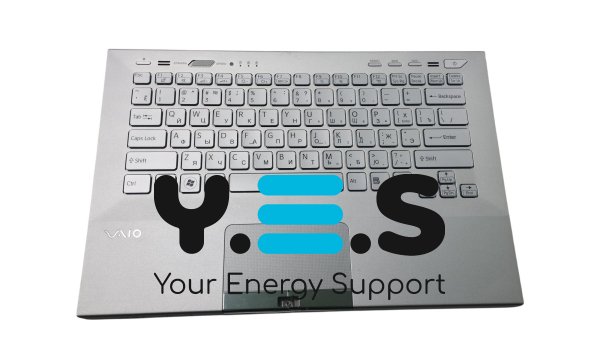 Клавіатура для ноутбука Sony Vaio VPC-SB, срібляста (TopCase сріблястий), RU-розкладка, під сканер відбитка пальця