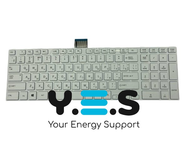 Клавіатура для ноутбука Toshiba Satellite L850, L870 — біла, з білою рамкою, RU