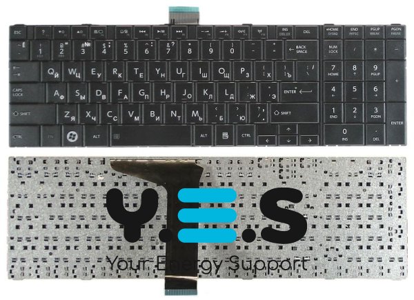 Клавіатура для ноутбуків Toshiba Satellite C850, C850D, L850, L850D, L855, L855D, L870, L870D, L875, L875D, P870, P875, P850, C855, C855D — чорна, розкладка RU
