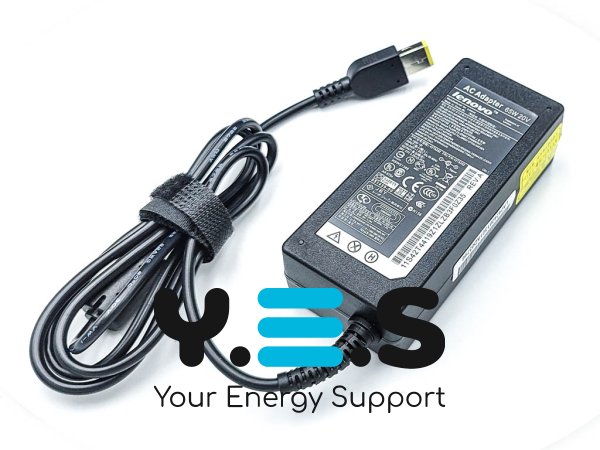 Блок живлення для ноутбуків Lenovo 65W (20V 3.25A) — прямокутний жовтий роз’єм Square+pin, модель ADLX65NLC3A, без кабелю (Original)