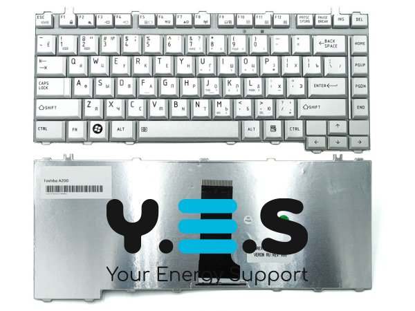 Клавіатура для ноутбуків Toshiba Satellite A200, A300, A305, A305D, L300D, L305, M300 — RU, срібляста, Original