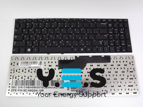 Клавіатура для ноутбуків Samsung NP300 Series 15.6″: NP300V5A, NP305V5A, NP300E5A, NP305E5A, NP300E5X, NP300E5Z — чорна RU, без рамки