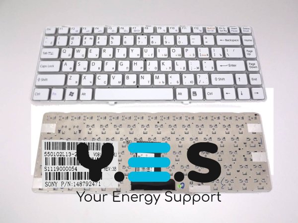 Клавіатура для ноутбуків SONY VPC‑EA Series, RU White, без рамки (550102L13-203-G, 148792471, V081678F) Original
