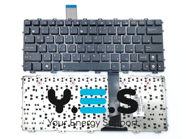 Клавіатура для ноутбуків ASUS EEE PC 1015P/1015PX/1015B/1015BX/1015PW/1015PE/1015PN/1018P/1018PB/X101/X101H/X101CH — чорна, розкладка RU, без рамки