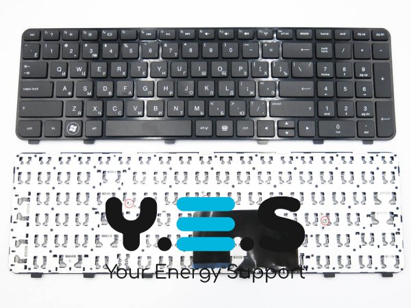 Клавіатура для ноутбуків HP DV6-6000 / DV6-6100 / DV6-6b / DV6-6c series — чорна RU-розкладка, з рамкою