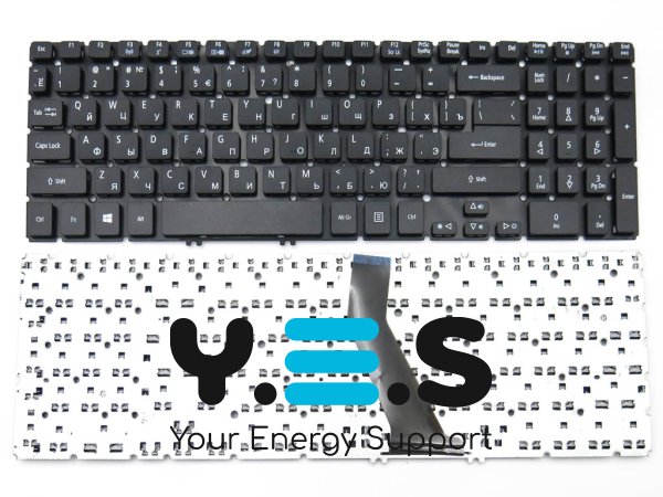 Клавіатура для ноутбуків ACER Aspire V5-571, M3-581, M5-581, V5-531, V5-531G, V5-551, V5-551G, V5-571G — розкладка RU, чорна, без рамки