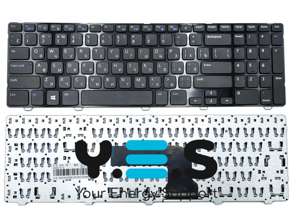 Клавіатура для ноутбуків DELL Inspiron 15 3521/5421/5521/5535/5537/1316/3537/5528/3540 та Vostro 2521/3531, M531R — RU, чорна, з глянцевою рамкою (з рамкою) Original