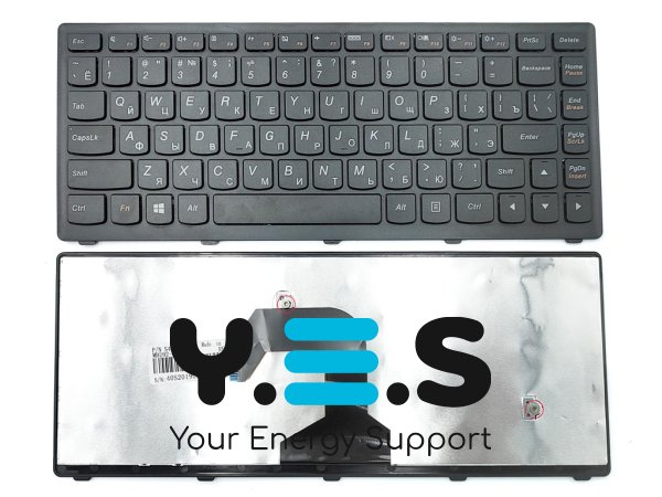 Клавіатура для ноутбуків Lenovo IdeaPad S300, S400, S405, S415, M30-70, S40-70, M40 — RU розкладка, чорна, з чорною рамкою