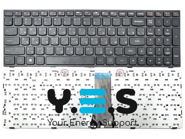 Клавіатура OEM для ноутбуків LENOVO IdeaPad G50, G50-30, G50-45, G50-70, G70-70, G70-80, Z50-70, Z50-75, Z70-80, Flex 2-15 — чорна, з чорною рамкою (RU)