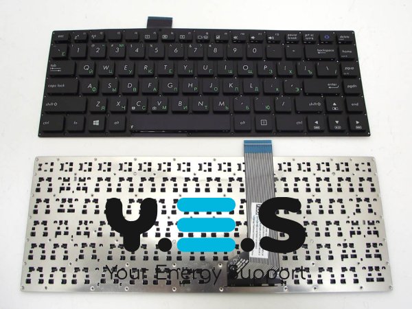 Клавіатура для ноутбуків ASUS VivoBook S400, S400C, S400E, S400CA, S451, X402, X402C, E402M, E402MA, E402S, E402SA — чорна, розкладка RU, без рамки