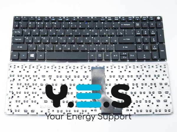Клавіатура для ноутбуків ACER Aspire E5-522/E5-573/E5-573T/E5-573G/E5-532G/E5-722/E5-772, V3-574G, A315/A515/A715, ES1-523 — чорна RU, без рамки