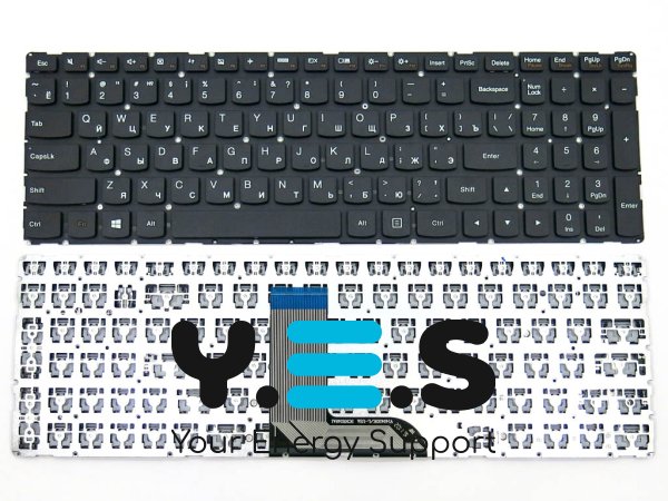 Клавіатура для ноутбука LENOVO IdeaPad 700-15ISK та 700-17ISK — RU розкладка, чорна, без рамки