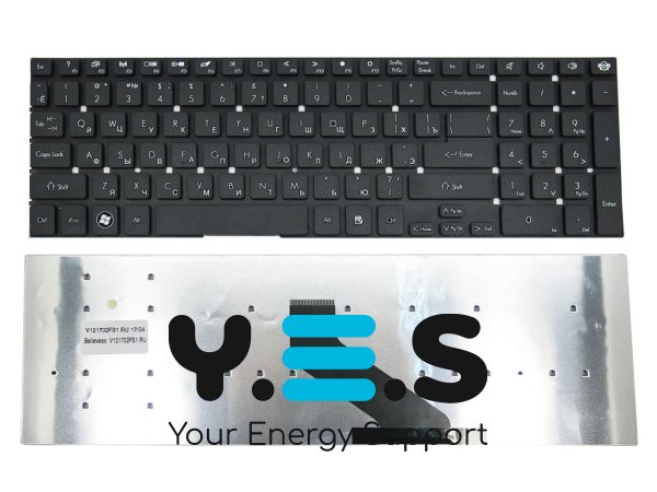 Клавіатура для ноутбука Packard Bell EasyNote LS11/TS11/LV11/LK11, Gateway NV55, Acer 5830 — RU, чорна, без рамки