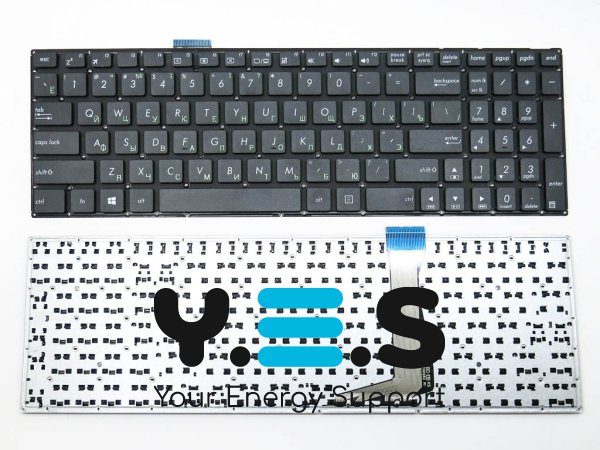 Клавіатура для ноутбука ASUS E502 / E502MA / E502S / E502SA / E502N / E502NA, чорна, RU-розкладка, без рамки