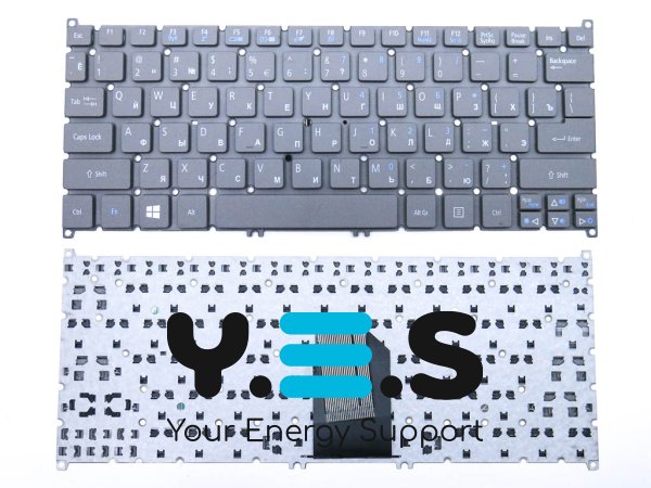 Клавіатура OEM для ноутбуків ACER Aspire S3/S5/ONE 756/725/V5-121/V5-123/V5-131/V5-171 та TravelMate B1 — RU, сіра