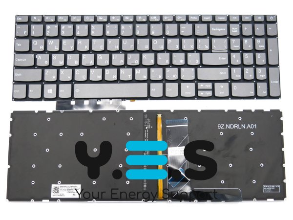 Клавіатура з підсвіткою для Lenovo IdeaPad 320-15 / 320-15ABR / 320-15IAP / 320-15AST / 320-15IKB / 320-15ISK / 330-15IKB / 330-15ICH / 330-15ICN / 330-15, RU, сіра (Gray)