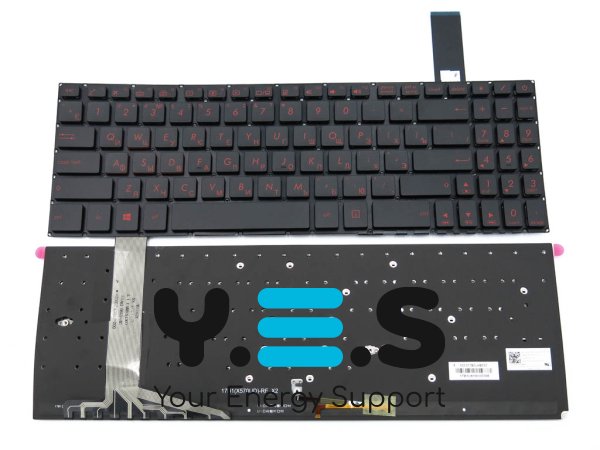 Клавіатура для ноутбуків ASUS FX570UD, FX570Z, FX570ZD, FX570U, X570U, X570UD, X570ZD, X570D, K570U, K570UD, K570Z, K570ZD — чорна (RU), з червоною підсвіткою