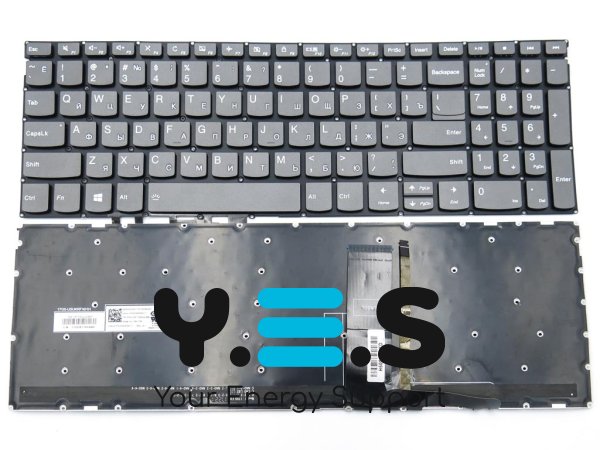 Клавіатура з підсвіткою для ноутбуків Lenovo IdeaPad 330S-15 / 330S-15ARR / 330S-15AST / 330S-15IKB / 330S-15ISK — RU розкладка, Gray (сіра)