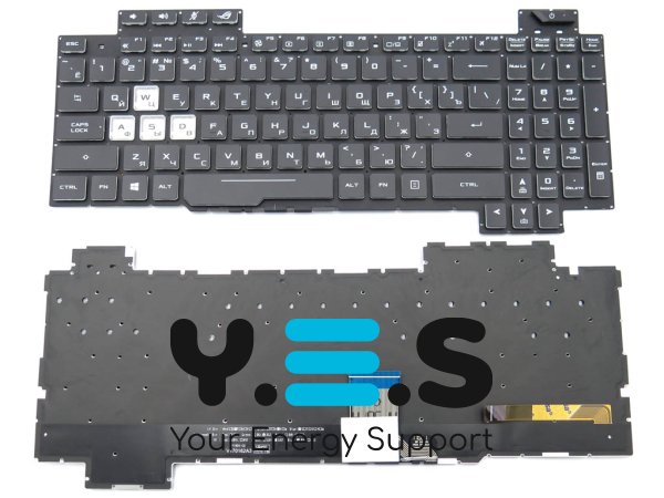 Клавіатура для ноутбуків ASUS GL504, GL504GM, GL504GS, GL504GV, GL504GW, GL504V (V170162FS1) — чорна, RU розкладка, RGB підсвітка Original