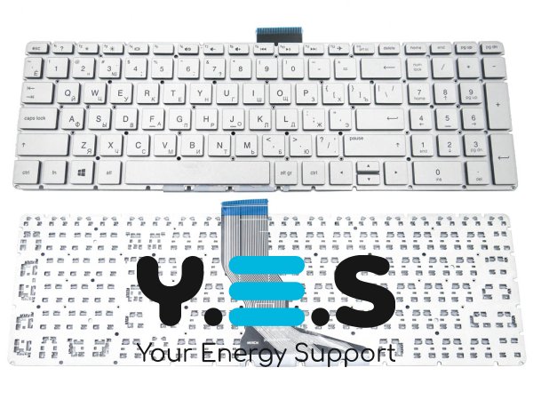 Клавіатура для ноутбуків HP Pavilion 15T/15Z/15-BR/15-BS/15-BU/15-EF/15Q-DY/15-BW/15S-ER/15S-FR/15S-EQ/15S-FQ та 17G-BR, HP 250/255/256 G6 — розкладка RU, колір Silver, без рамки