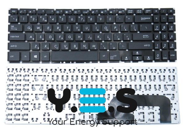 Клавіатура для ноутбука Asus X507/X507MA/X507U/X507UB/X507M/A570/X507MB/X507UA/X507UF/X507L/X507LA/Y5000/F507L/F507LA/F507M/F507MA/A507/A507MA — чорна (RU), без рамки