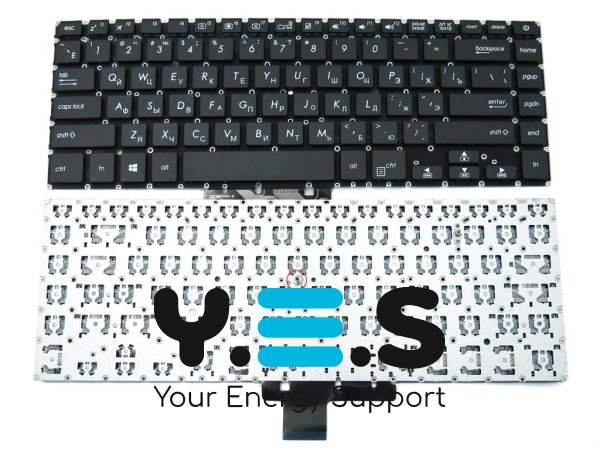 Клавіатура для ноутбуків ASUS X510, X510U, X510UA, X510UF, X510UQ, X510UN, X510UR, F510, F510UA, S510, S510U, A510U, K510U — RU розкладка, чорна, без рамки