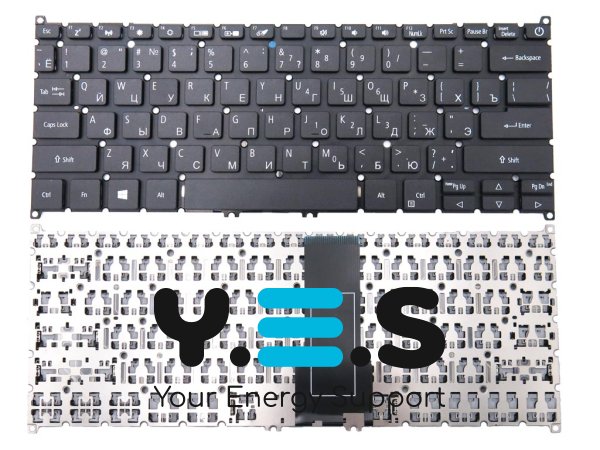 Клавіатура для ноутбуків ACER Swift SF114-34, SF314-41, SF314-52, SF314-53, SF314-54, SF314-55, SF314-56, SF514-51 — версія 1, RU, чорна, без рамки, Original