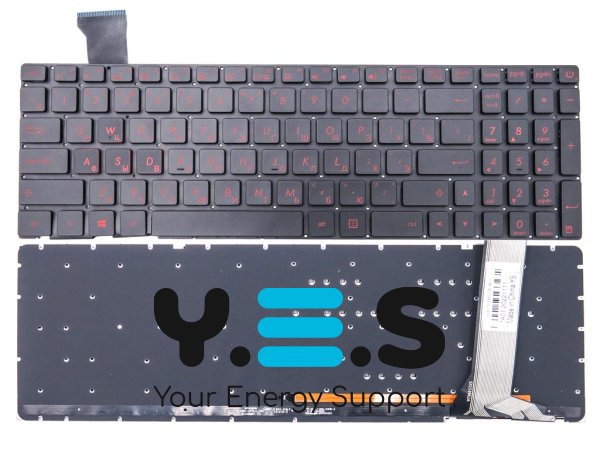 Клавіатура з підсвіткою для ASUS ROG GL752, GL752V, GL752VL, GL752VW, GL752VWM, GL552, GL552V, GL552V, GL552J — RU Black, без рамки