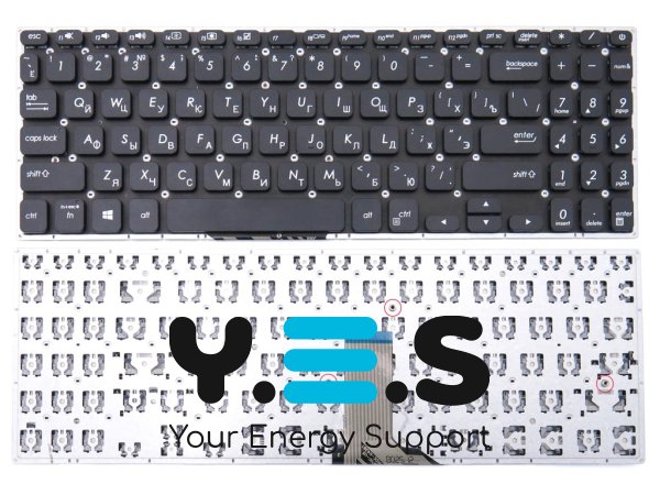 Клавіатура для ноутбука ASUS VivoBook S530 / X530 / K530 (S530F, S530UA, X530FA, X530UN) — Black, без рамки, RU-розкладка