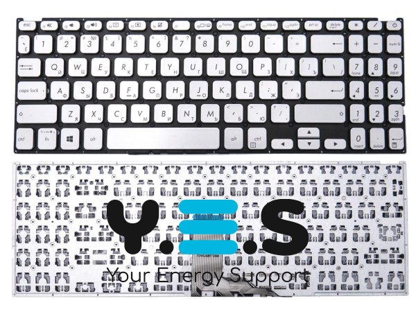 Клавіатура для ноутбуків ASUS X509/X512/X515, K509 — сумісна з X509FA X509FB X509FJ X512D X512DA X512F X512FA X512U X512UA X512UB X515JA X515FA X515MA, срібляста (RU), Original