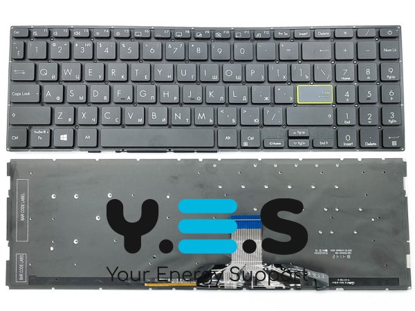 Клавіатура з підсвіткою для ноутбуків ASUS X521, X521EA, X521EQ, X521FA, X521FL, X521JQ, X521UA, S533, S533E, S533F — чорна (RU) Original