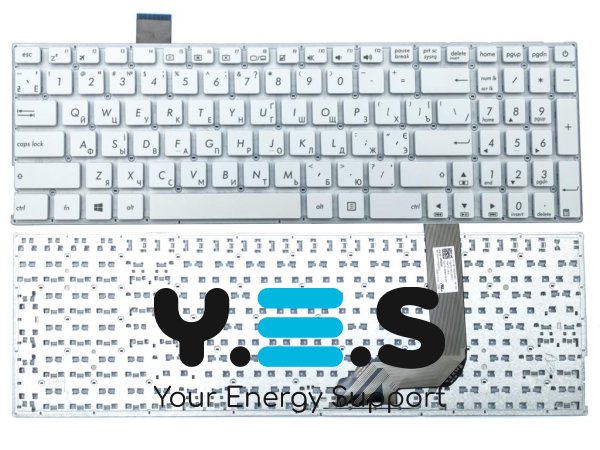 Клавіатура для ноутбука ASUS X542, X542BA, X542B, X542U, X542UR, X542UQR, X542UN, X542UF, X542UA, K542, K542B — RU розкладка, біла, без рамки