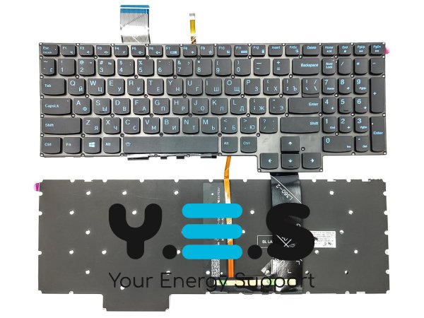 Клавіатура для ноутбуків Lenovo Gaming 3-15IMH05 / 15ARH05 / 15ACH / 15IHU6, GY530 / GY550 / GY570, Legion 5-15IMH05H / 15ARH055P / 5P-15IMH05 — чорна (RU), підсвітка Blue, Original