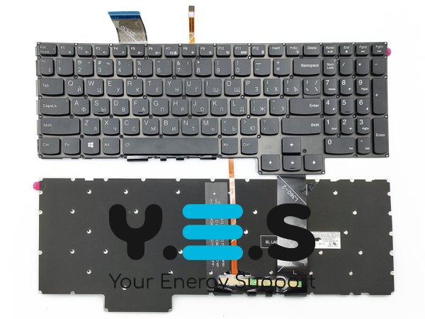 Клавіатура з білою підсвіткою для Lenovo Gaming 3-15IMH05 / 15ARH05 / 15ACH, GY530 / GY550 / GY570, Legion 5-15IMH05H / 15ARH055P / 5P-15IMH05 (RU, Black) Original
