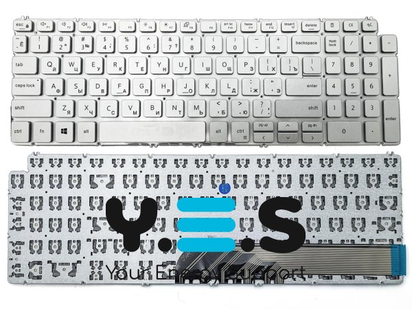 Клавіатура для ноутбуків DELL Inspiron 7591/5590/5591/5594/5598/7590/5593/5584/7790, P90F/P83F, 7500/7501/5501/5502 — срібляста, RU layout