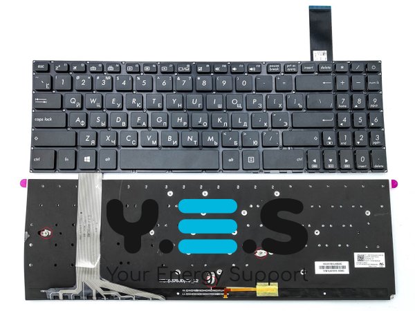 Клавіатура з підсвіткою для ноутбуків ASUS FX570UD, FX570Z, FX570ZD, FX570U, X570U, X570UD, X570ZD, X570D, K570U, K570UD, K570Z, K570ZD — чорна (RU)