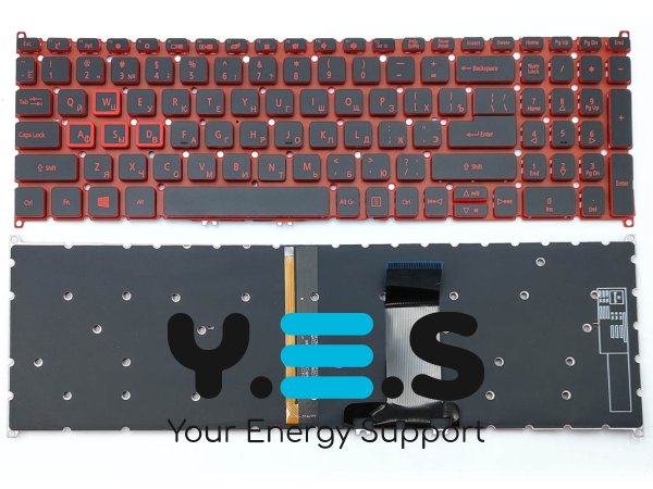 Клавіатура для ноутбуків ACER SP515-51 / SP515-51N / SP515-51GN та Nitro NP515-51 — чорна, RU-розкладка, червона підсвітка