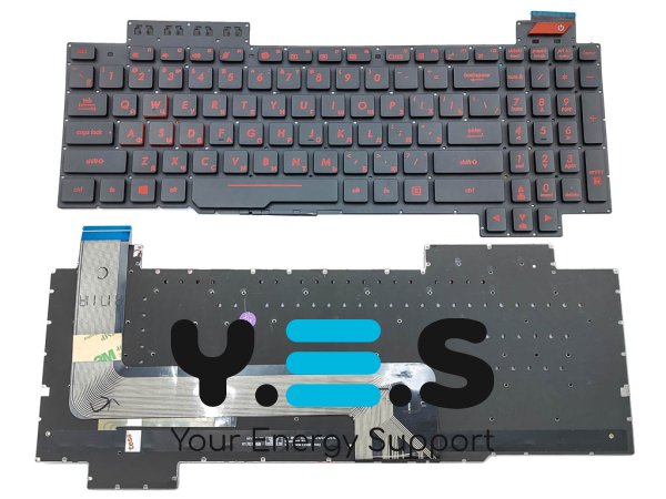 Клавіатура для ноутбуків ASUS FX503, FX503V, FX503VM, FX503VD, FX63, FX63V, FX63VD, FX63VM, GL503 V.2 — без верхніх додаткових кнопок, RU Black, без рамки, з підсвіткою