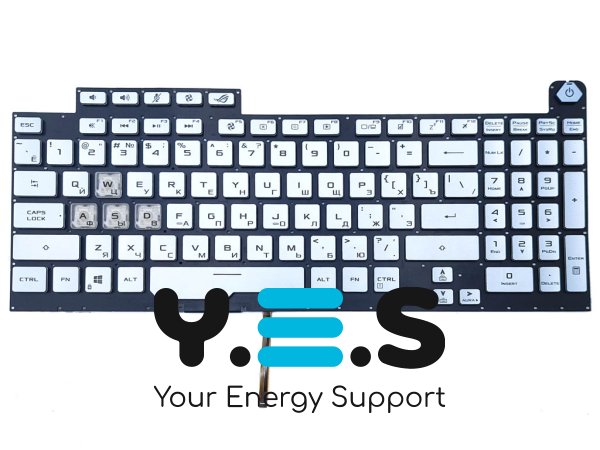 Клавіатура для ноутбуків ASUS G731, G731GW, G731GT, G731GD, G731GU, G731GV, G732L, G732G, G712, G712L — Silver, з RGB-підсвіткою, 8pin (RU)